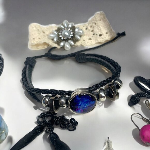 Gothic Jewelry Bundle Crosses Chokers Bracelets Earrings Skulls 50+ - Picture 11 of 15